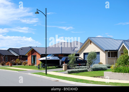 Lincoln Dale Subdivision Houses, Lincoln, Selwyn District, Canterbury, South Island, Neuseeland Stockfoto