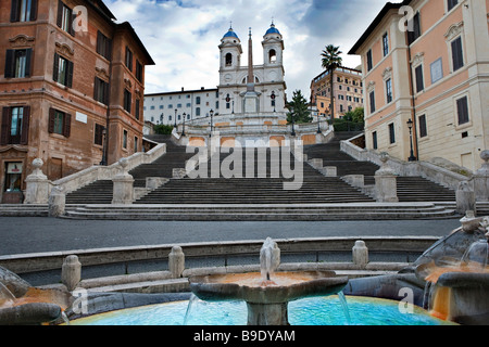 Spanische Treppe, Piazza di Spagna, Bernini Brunnen Barcaccia Rom Latium Latium Italien Stockfoto