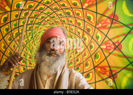 Porträt eines Sadhu, Hampi, Karnataka, Indien Stockfoto