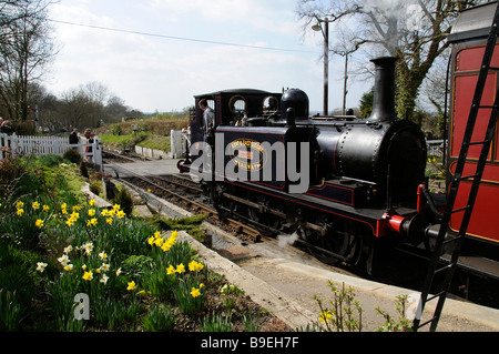 Kent East Sussex Railway ein Boiler Lokomotive namens Bodiam Abfahrt Tenterden Station East Sussex England UK Stockfoto