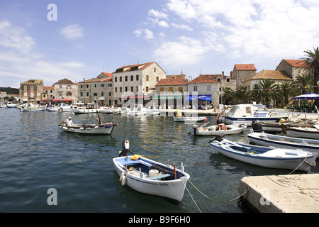 Dalpatia Kroatien Insel Hvar Stari Grad Hafen Boote Meer Mittelmeer kroatischen Adriaküste Urlaub Platz- Stockfoto