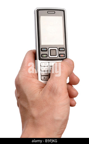 Hand mit dem Handy telefonieren Stockfoto