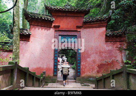 China, Provinz Sichuan, Qingcheng Berg Unesco World Heritage Site Tempelmauer Stockfoto