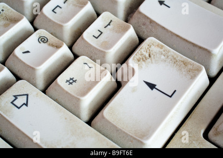 Nahaufnahme von schmutzigen Computer Tastatur Stockfoto