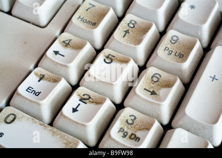 Nahaufnahme von schmutzigen Computer Tastatur Stockfoto