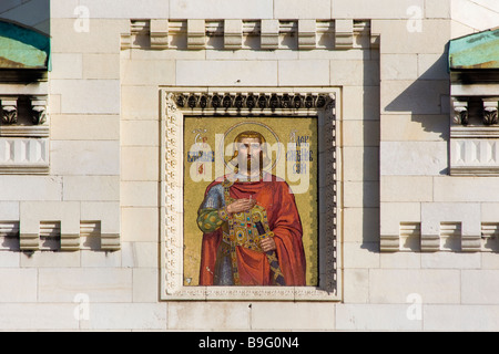 Das Symbol von Alexander Nevsky an der Fassade des Alexander-Newski-Memorial-Kathedrale in Sofia, Bulgarien Stockfoto