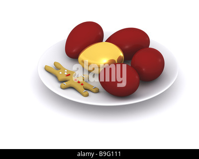 Ostereier auf Platte 3d Stockfoto