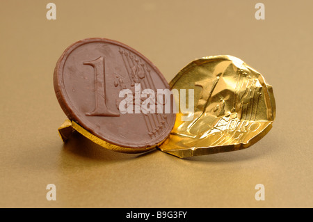 Schoko-Euro-Münze Stockfoto