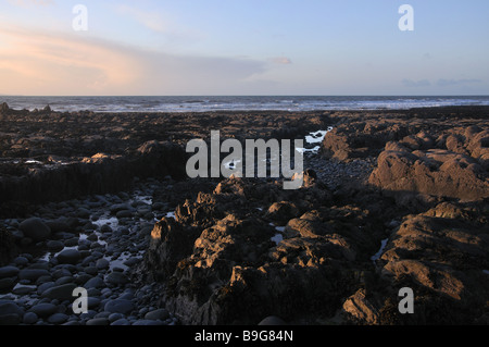 Hellen Abendlicht auf Beach-Felsen Stockfoto