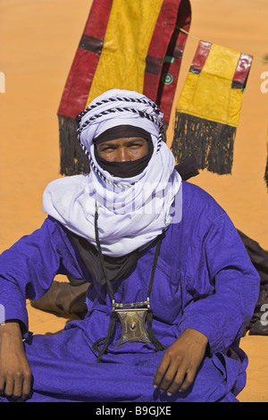 Afrika-Libyen Erg Ubari Tuareg-Porträt Stockfoto