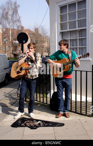 Straßenmusikanten am Portobello Road in London März 2009 Stockfoto