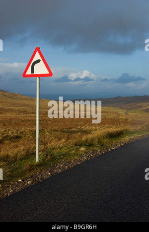 Straßenschild auf Ardnamurchan Halbinsel, Western Highlands, Schottland Stockfoto