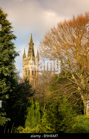 Universität Glasgow Tower von Kelvingrove Park Glasgow Schottland UK Stockfoto