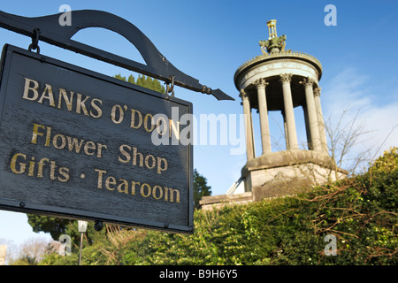 Burns Monument und Blumenladen unterzeichnen Alloway South Ayrshire Scotland UK Stockfoto