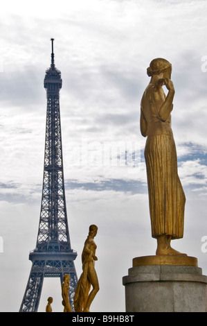Eiffelturm von Trocadéro, Paris Frankreich Stockfoto