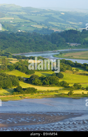 Einen frühen Abend Blick auf den Fluss Conwy und Conwy Valley, North Wales, Vereinigtes Königreich Stockfoto