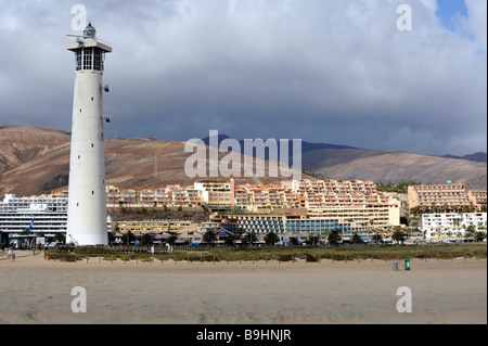 Leuchtturm auf der Halbinsel Morro Jable, Jandia Playa, Fuerteventura, Kanarische Inseln, Spanien, Europa Stockfoto