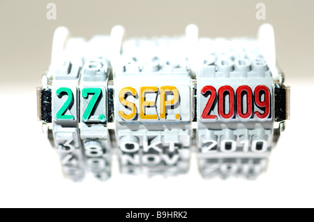 Dater mit dem Datum der Bundestagswahl am 27. September 2009, grün, gelb, rot, Ampel-Koalition Stockfoto