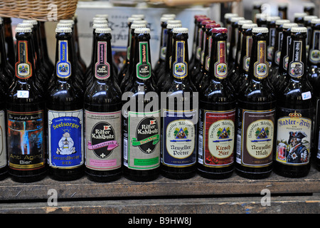 Ungewöhnlich aromatisierten Bier in der Landwirtschaftsmesse "Gruene Woche" in Berlin, Deutschland, Europa Stockfoto