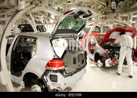 Golf Auto Produktion, VW Werk Wolfsburg, VW-Werk Wolfsburg, Niedersachsen, Deutschland, Europa Stockfoto