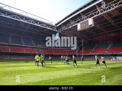 Welsh Rugby Mannschaft Training im Fürstentum Stadion. Stockfoto