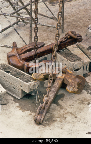 1946-Bark Anker Kaskelot im Trockendock Ansicht der lagerlose Hallen Stockfoto