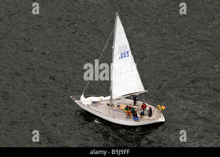 Segeln Boote aus der Vogelperspektive, Kieler Förde, Schleswig-Holstein, Deutschland, Europa Stockfoto