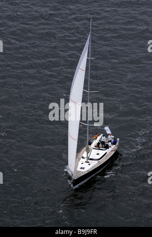 Segelboot aus der Vogelperspektive Auge Ansicht, Kieler Förde, Schleswig-Holstein, Deutschland, Europa Stockfoto