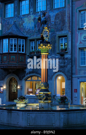 Stadtbrunnen in der Altstadt von Stein bin Rhein, Kanton Schaffhausen, Schweiz, Europa Stockfoto