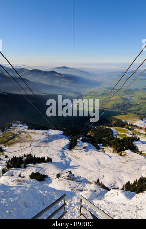 Blick von der Seilbahnstation auf Hoher Kasten, Appenzeller Land, Kanton Appenzell Innerrhoden, Schweiz, Europa Stockfoto