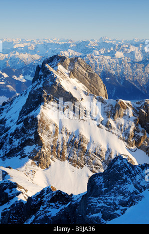 Mt Altmann, 2436 m zweite höchsten Berg der Alpen Alpstein, Kanton Appenzell Innerrhoden, Schweiz, Europa Stockfoto