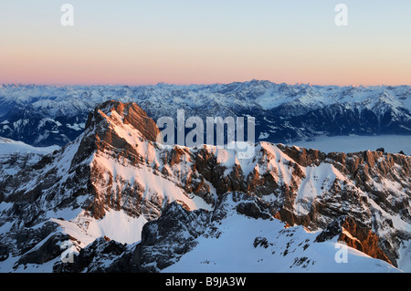 Mt Altmann, 2436 m zweite höchsten Berg der Alpen Alpstein, Kanton Appenzell Innerrhoden, Schweiz, Europa Stockfoto