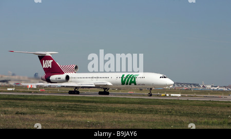 Air VIA bulgarischen Airways Tupolew Tu - 154M, dem Start am Flughafen Frankfurt, Frankfurt am Main, Hessen, Deutschland, Europa Stockfoto