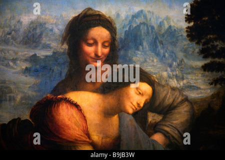 Jungfrau und Kind mit Str. Anne von Leonardo da Vinci 1508-10 Öl auf Holz Musee du Louvre Kunstgalerie und Museum Paris Frankreich Stockfoto