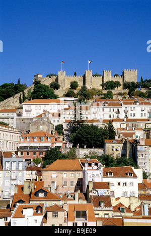 Castelo de Sao Jorge, mittelalterliche Burg im Stadtteil Mouraria, historischen Zentrum von Lissabon, Lisboa, Portugal, Europa Stockfoto