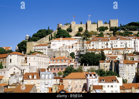 Castelo de Sao Jorge, mittelalterliche Burg im Stadtteil Mouraria, historischen Zentrum von Lissabon, Lisboa, Portugal, Europa Stockfoto