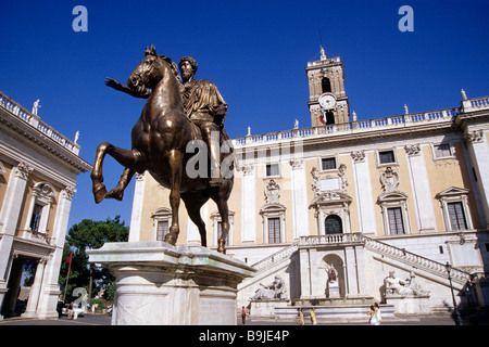 Reiterstandbild auf dem Kapitol, Doglio Platz Piazza del Campi Senatorio Palace, Rom, Italien, Europa Stockfoto