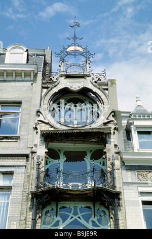 Maison de Saint-Cyr Huis, Wohnhaus mit Fassade im Jugendstil, ca. 1903, Square Ambiorix, Brüssel, Belgien, Ben Stockfoto