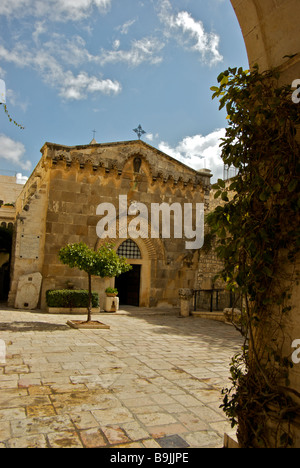 Kapelle der Geißelung im Franziskanerkloster, wo Christus das Kreuz entlang der Via Dolorosa im alten Jerusalem nahm Stockfoto