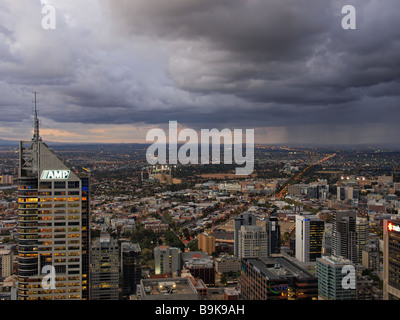Eyriel Blick vom Rialto Tower in der Dämmerung über Melbourne victoria Australien Stockfoto