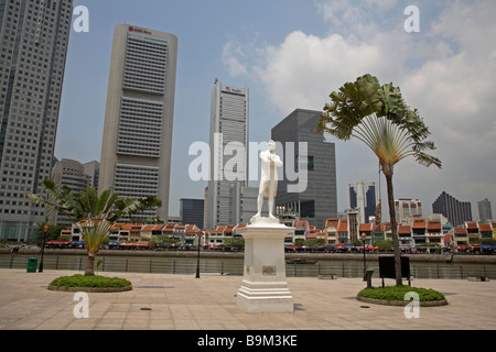 Statue von Sir Thomas Stamford Raffles, Singapur Stockfoto