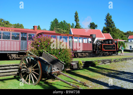 "Kaitangata" Dampfzug im 19. Jahrhundert Goldgräberstadt, Vorstadt, Greymouth, Region West Coast, Südinsel, Neuseeland Stockfoto