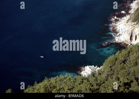 Boot & Meer Blick von der Festung PAMPHYLIA Türkei ALANYA Türkei 17. November 2007 Stockfoto