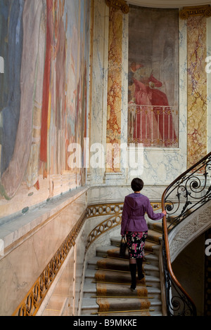 Frankreich, Paris, Musée Jacquemart André, Treppen mit Fresken von Jean Baptiste Tiepolo, eine italienische 18. Jahrhundert Maler Stockfoto
