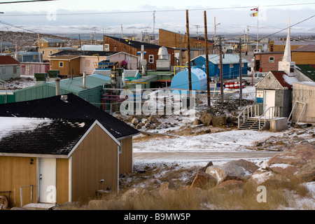 Traditionelles Gebäude in Taloyoak inuitsiedlung Nunavut, Erhöhte Ansicht, kanadische Arktis, Kanada Stockfoto