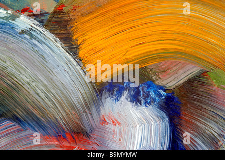 Extreme Nahaufnahme Pinsel Striche - Farben laufen - Handwerkskunst Stockfoto