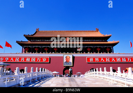 China, Peking, Platz des himmlischen Friedens Tiananmen-Tor (Tor des himmlischen Friedens) Stockfoto
