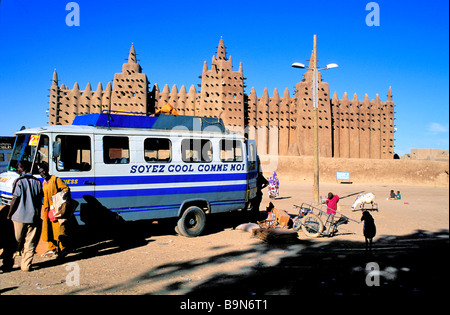 Mali, Region Mopti, Djenné, Weltkulturerbe der UNESCO, die große Moschee (größte Schlamm Ziegel der Welt) Stockfoto