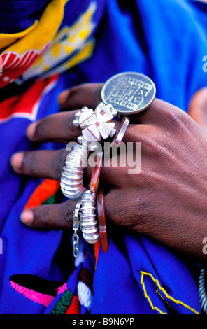 Mali, Mopti Region, Sofara, Fula Hirte, Schmuck Stockfoto