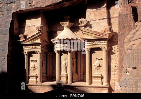 Jordan, nabatäische archäologische Stätte von Petra Weltkulturerbe der UNESCO, El Khazneh Grab (Schatz) Stockfoto